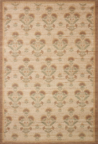 Loloi Chris Loves Julia Rue Collection RUE-01 Wheat/Sage 8'-6" x 11'-6" Area Rug Jute Neutral Floral Living Room Bedroom Rug