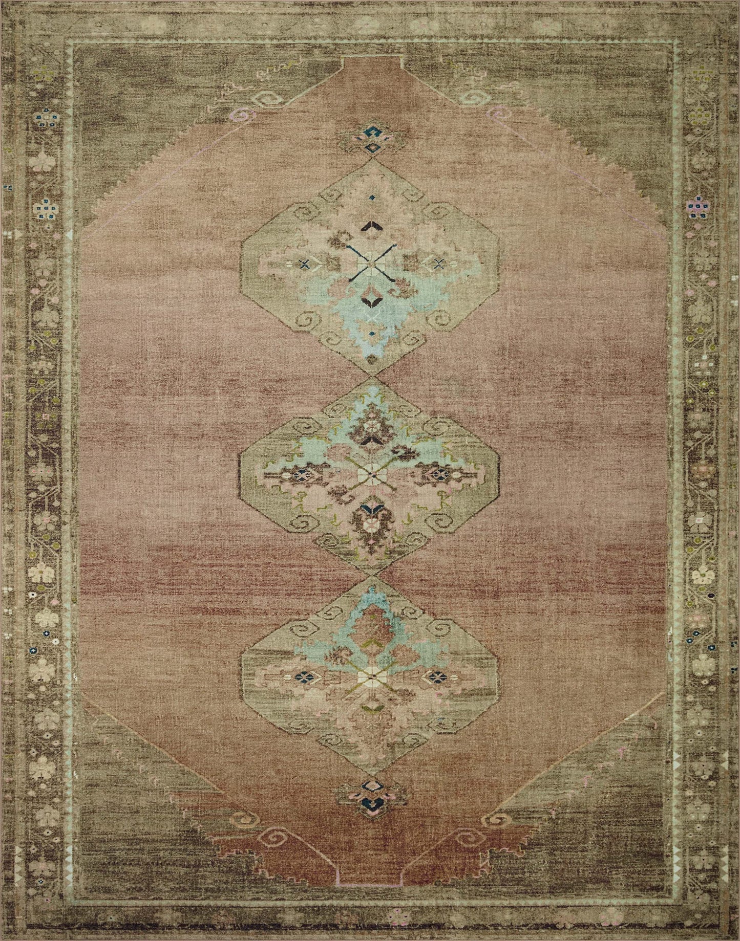Loloi Magnolia Home by Joanna Gaines Sinclair Collection SIN-06 Clay/Tobacco 5'-0" x 7'-0", .25" Pile Height, Machine Washable, Area Rug