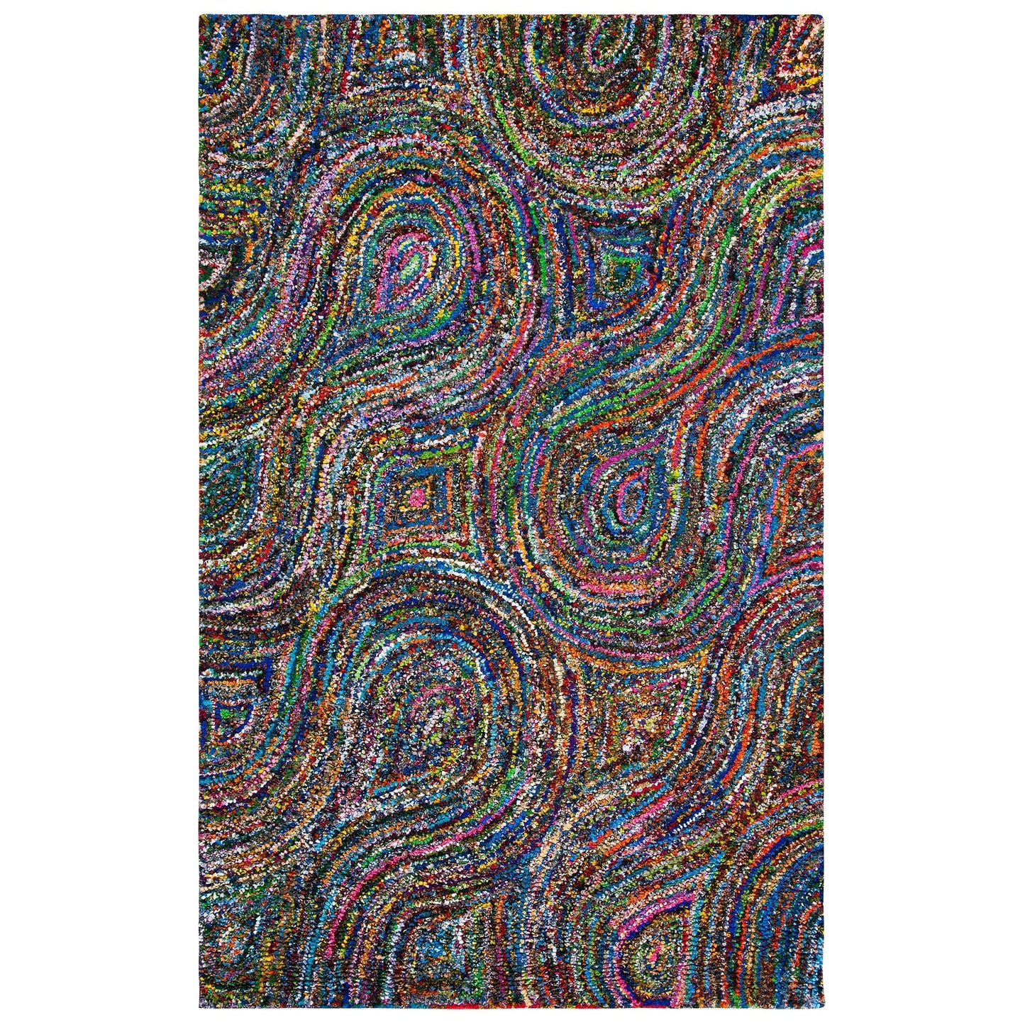 SAFAVIEH Nantucket Collection Accent Rug - 2'3" x 4', Multi, Handmade Boho Abstract Burst Cotton, Ideal for High Traffic Areas in Entryway, Living Room, Bedroom (NAN437A)