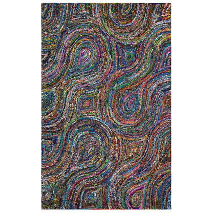 SAFAVIEH Nantucket Collection Accent Rug - 2'3" x 4', Multi, Handmade Boho Abstract Burst Cotton, Ideal for High Traffic Areas in Entryway, Living Room, Bedroom (NAN437A)