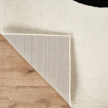 Abani Black and Cream Area Rug | 4' x 6' White Abstract Swirl Wave Carpet | Beige/Ivory Geometric Wave Design | for Living Room, Bedroom and Office | Medium Pile