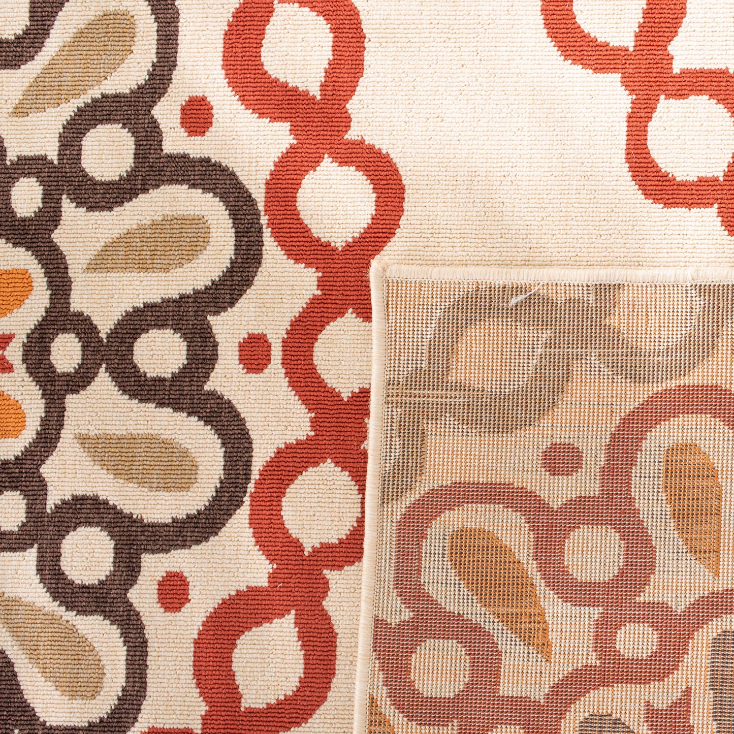 SAFAVIEH Washable Rug Outdoor Veranda Collection - 5'3" x 7'7", Cream & Red, Non-Shedding & Easy to Clean, Ideal for Patio, Backyard, Mudroom (VER092-0313)