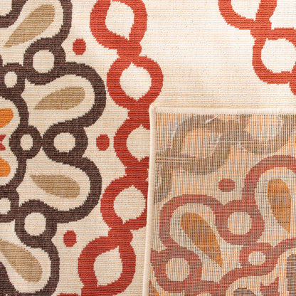 SAFAVIEH Washable Rug Outdoor Veranda Collection - 5'3" x 7'7", Cream & Red, Non-Shedding & Easy to Clean, Ideal for Patio, Backyard, Mudroom (VER092-0313)