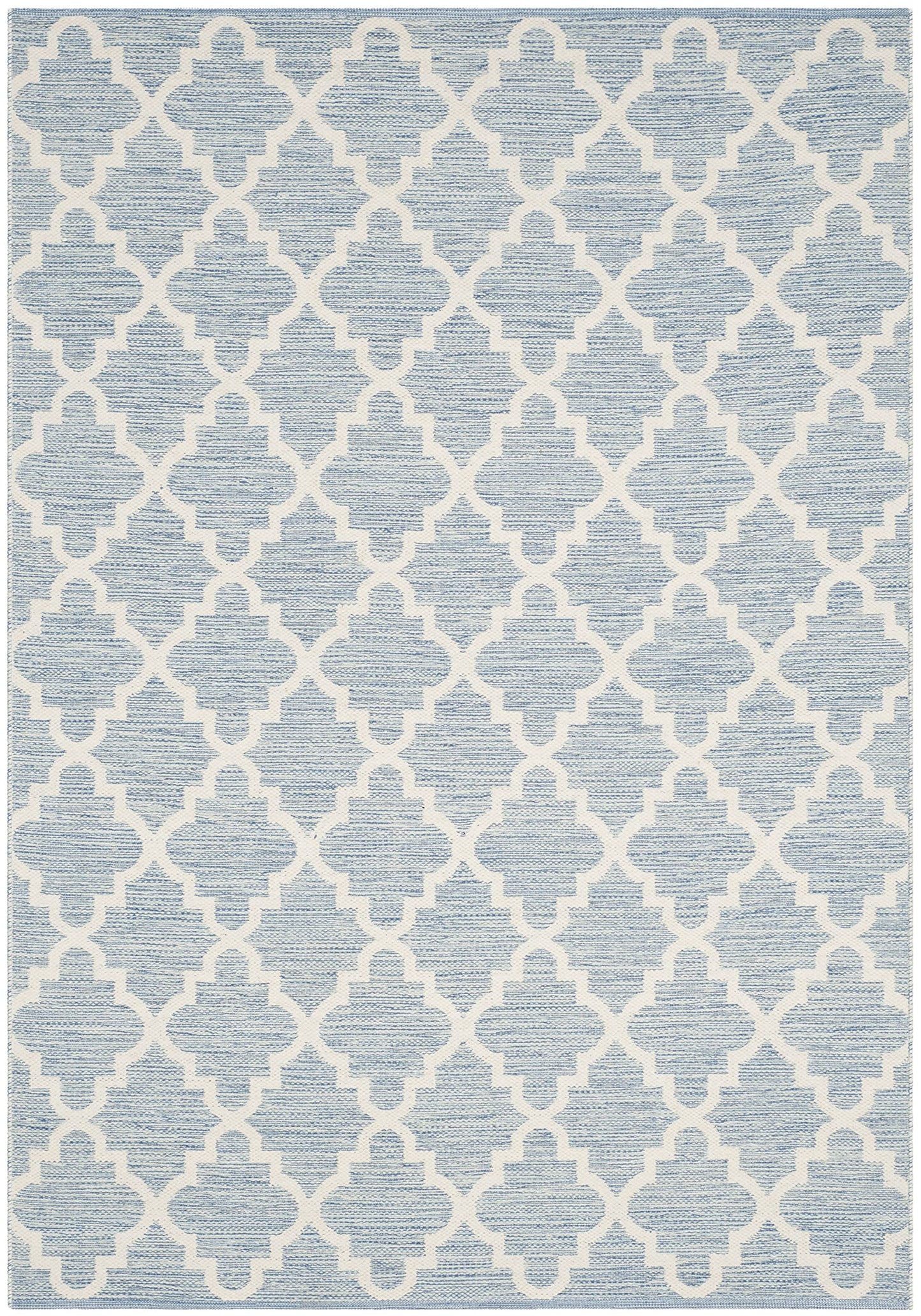 SAFAVIEH Montauk Collection Area Rug - 5' x 8', Light Blue & Ivory, Handmade Trellis Cotton, Ideal for High Traffic Areas in Living Room, Bedroom (MTK810B)
