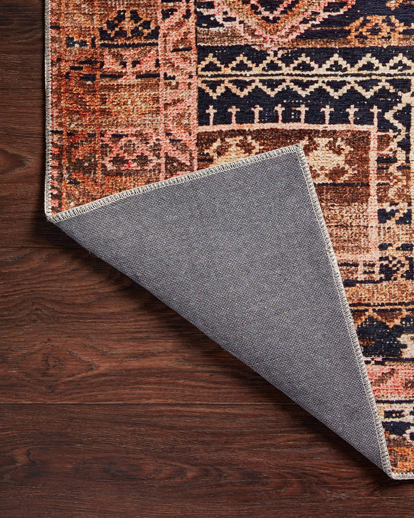 Loloi Layla Collection LAY-14 Mocha/Blush 7'-6" x 9'-6" .13" Thick Area Rug, Soft, Durable, Vintage Inspired, Distressed, Low Pile, Non-Shedding, Easy Clean, Printed, Living Room Rug