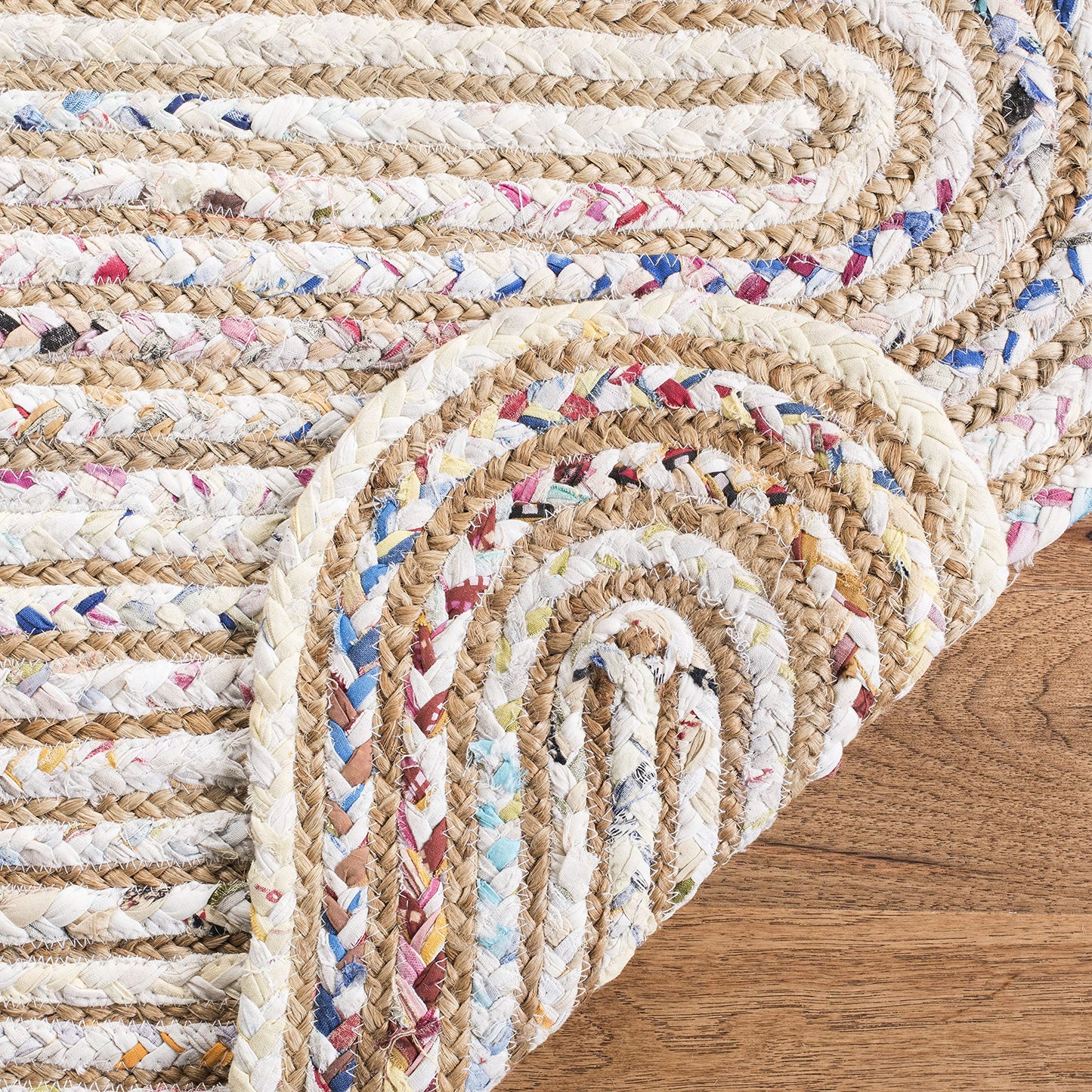 SAFAVIEH Cape Cod Collection Area Rug - 5' x 8', Ivory & Multi, Handmade Braided Jute & Cotton, Ideal for High Traffic Areas in Living Room, Bedroom (CAP208A)