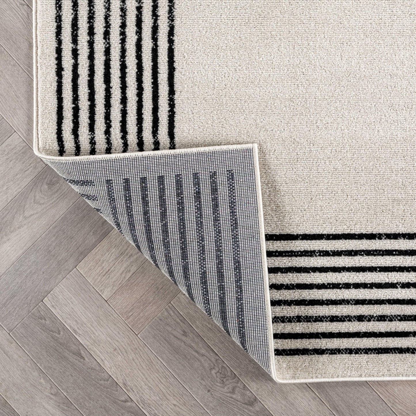 Rugshop Modern Minimal Bordered Indoor Area Rug for Entryway,Kitchen,Doormat Low Pile Rug with Jute Backing 2' x 3' Cream