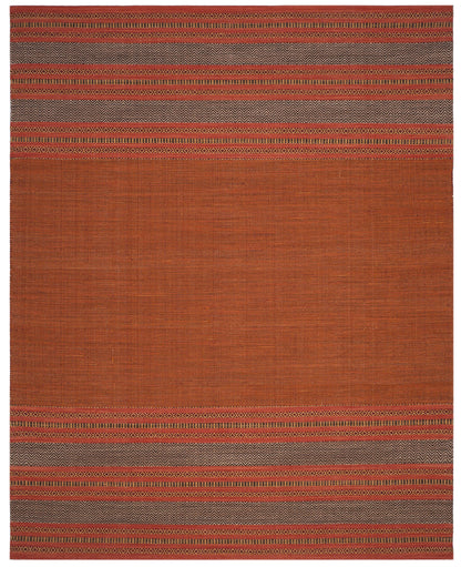 SAFAVIEH Montauk Collection Area Rug - 6' x 9', Orange & Red, Handmade Flat Weave Stripe Cotton, Ideal for High Traffic Areas in Living Room, Bedroom (MTK214B)