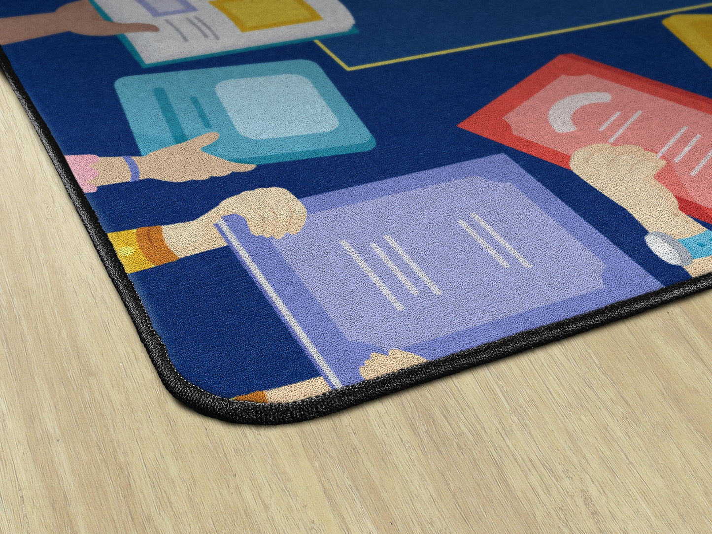 Flagship Carpets Book Border Multicolor Children's Educational Rug for Classroom Reading Area or at Home Activity and Learning Space, 7'6" x 12', Rectangle
