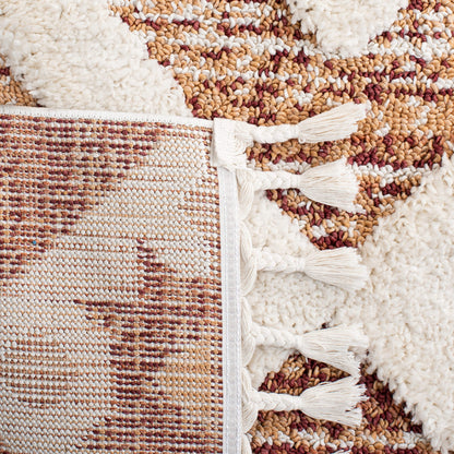 SAFAVIEH Moroccan Tassel Shag Collection Area Rug - 5'3" x 7'6", Rust & Ivory, Boho Design, Non-Shedding & Easy Care, 2-inch Thick Ideal for High Traffic Areas in Living Room, Bedroom (MTS664P)