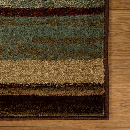 Superior Indoor Area Rug, Jute Backing, Striped Rugs for Entryway, Living Room, Kitchen Floors, Office, Plush Soft Floor Cover, Modern Abstract Rug, Fulgor Collection, 5' x 8', Beige Multi