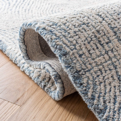 SAFAVIEH Abstract Collection Runner Rug - 2'3" x 16', Ivory & Blue, Handmade Wool, Ideal for High Traffic Areas in Living Room, Bedroom (ABT340M)