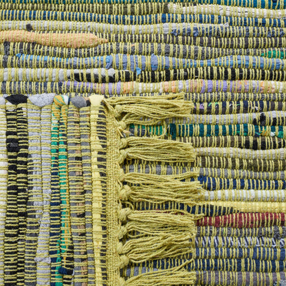 SAFAVIEH Rag Rug Collection Area Rug - 6' x 9', Light Green & Multi, Handmade Boho Stripe Cotton, Ideal for High Traffic Areas in Living Room, Bedroom (RAR127D)