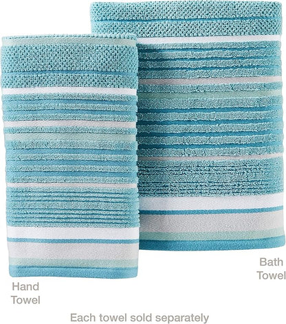 SKL Home Seabrook Stripe 100% Cotton Premium 2-Piece Hand Towel Set, 550 GSM