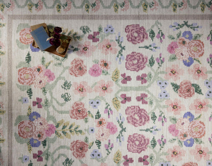 Loloi Rifle Paper Co. Rosa Collection RSA-01 Ivory 5'-0" x 7'-6" Area Rug
