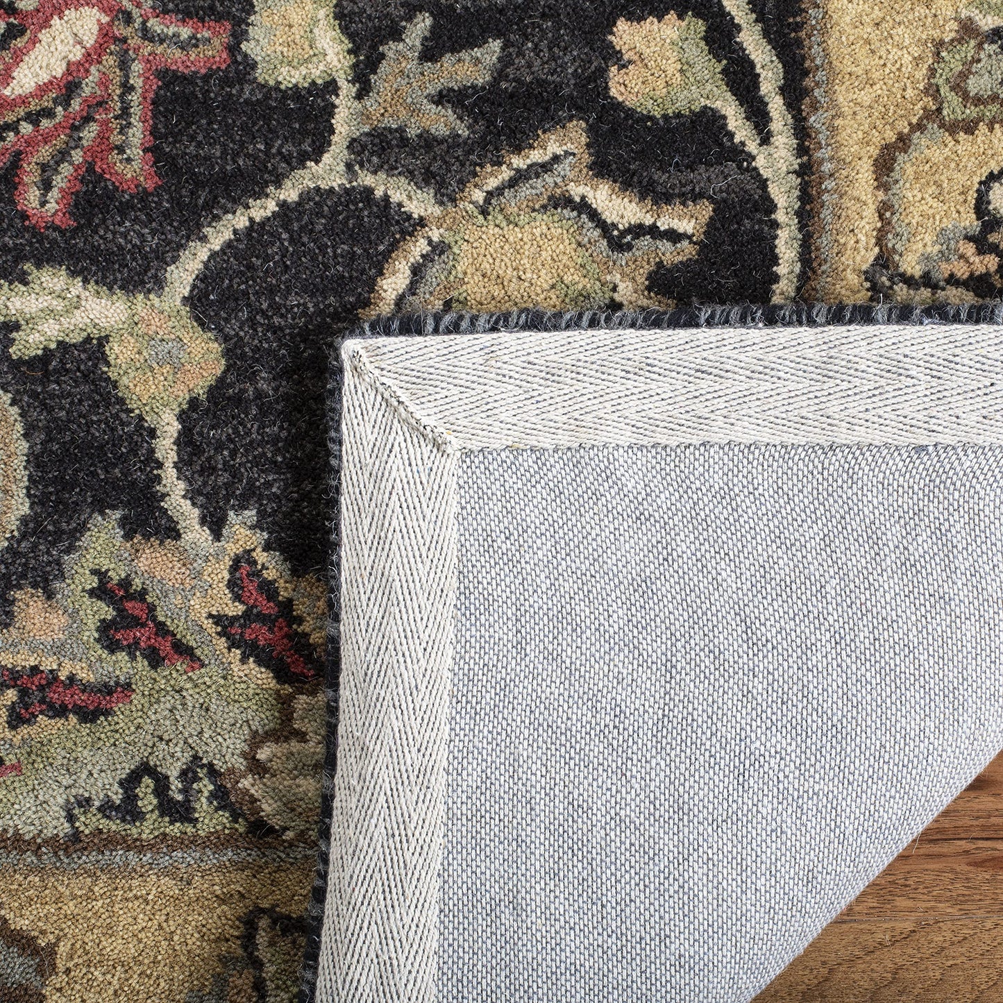SAFAVIEH Heritage Collection 3' x 5' Charcoal / Gold HG343E Handmade Traditional Oriental Premium Wool Area Rug