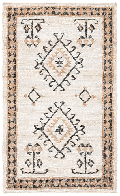 SAFAVIEH Kilim Collection Accent Rug - 2'3" x 5', Ivory & Black, Handmade Flat Weave Jute, Ideal for High Traffic Areas in Entryway, Living Room, Bedroom (KLM762A)