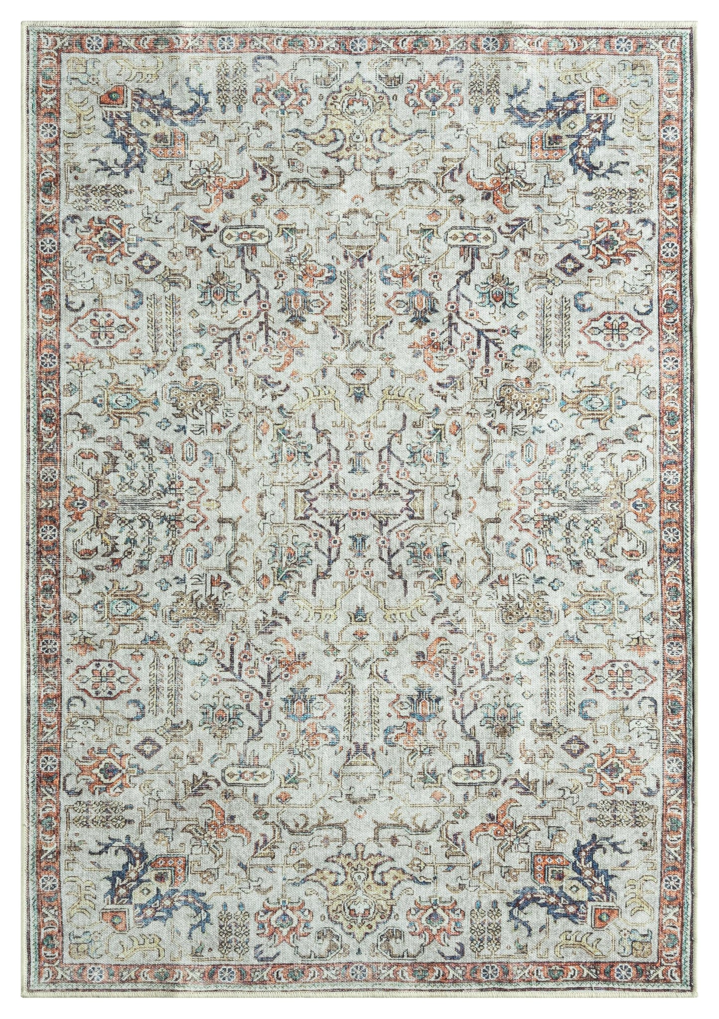 Keen Home Design 5x7 Rug - Machine Washable Area Rug with Non-Slip Backing, Ideal for Living Room, Dining Room, Bedroom - Vintage, Easy Clean, Durable, Low Pile Rug - (5' x 7')