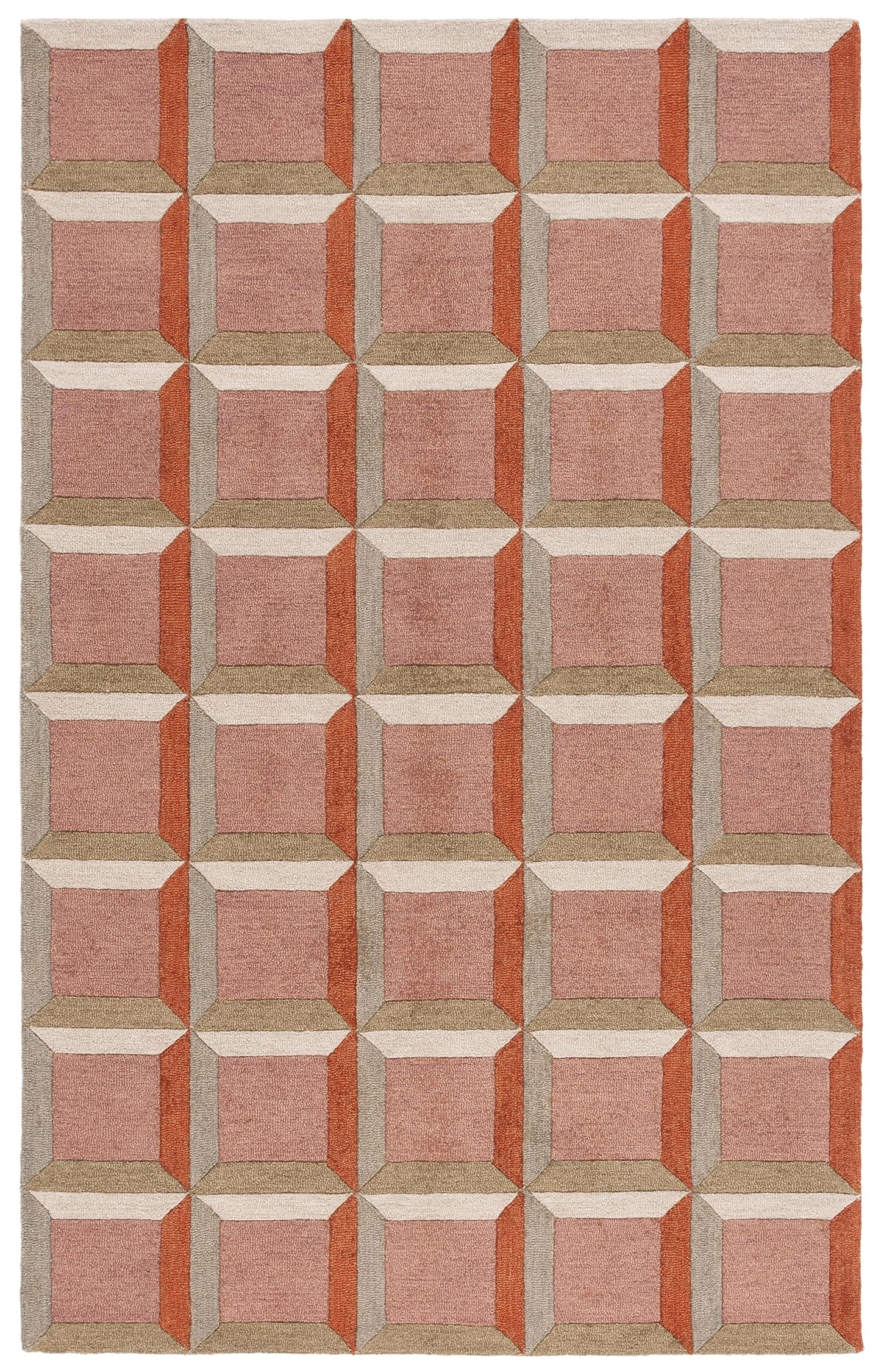 SAFAVIEH Genre Collection Area Rug - 5' x 8', Pink & Beige, Handmade Wool, Ideal for Living Room, Bedroom, Dining (GRE101U-5)