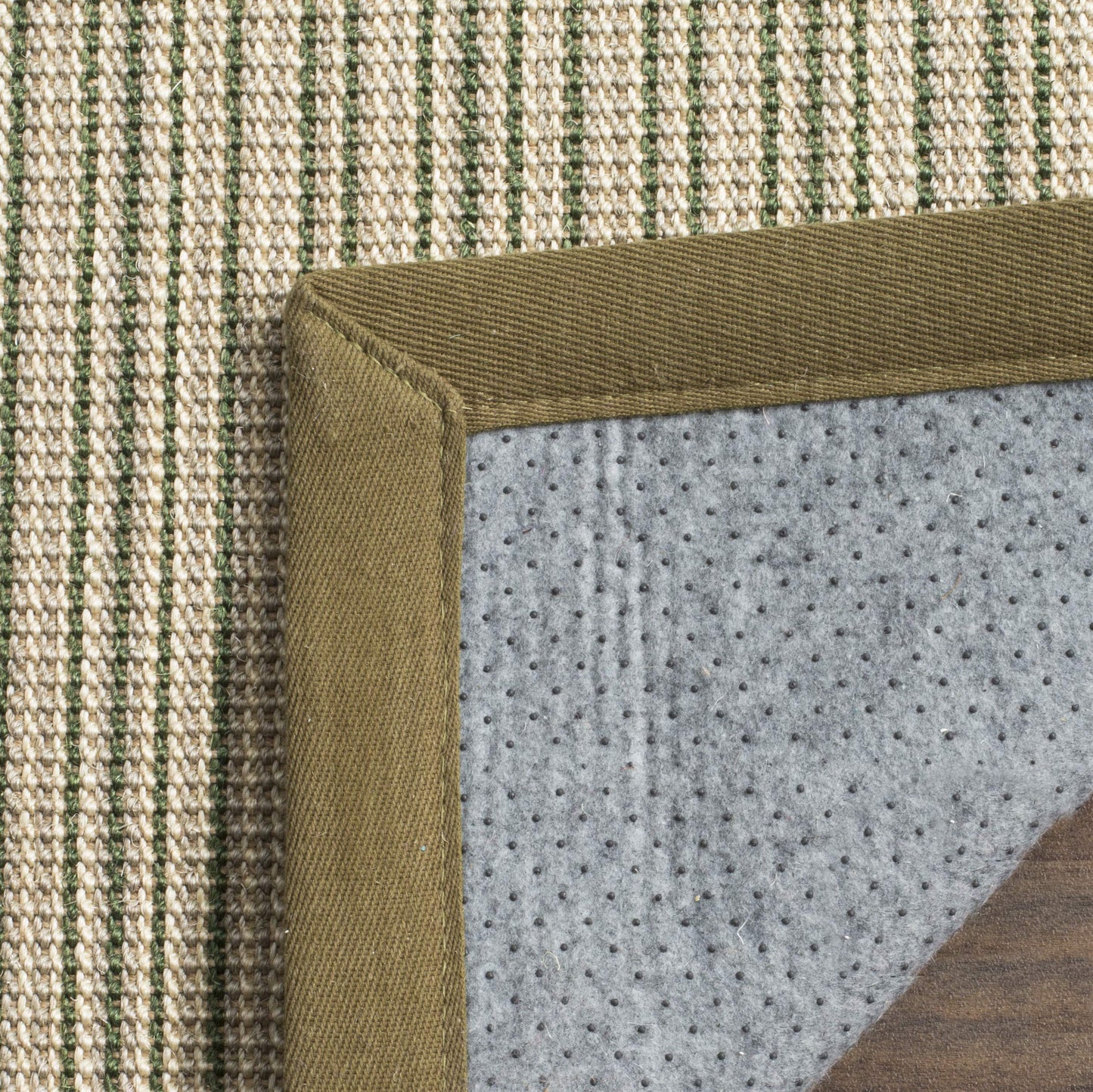 SAFAVIEH Natural Fiber Collection Runner Rug - 2'6" x 12', Green & Green, Border Stripe Sisal Design, Easy Care, Ideal for High Traffic Areas in Living Room, Bedroom (NF442A)