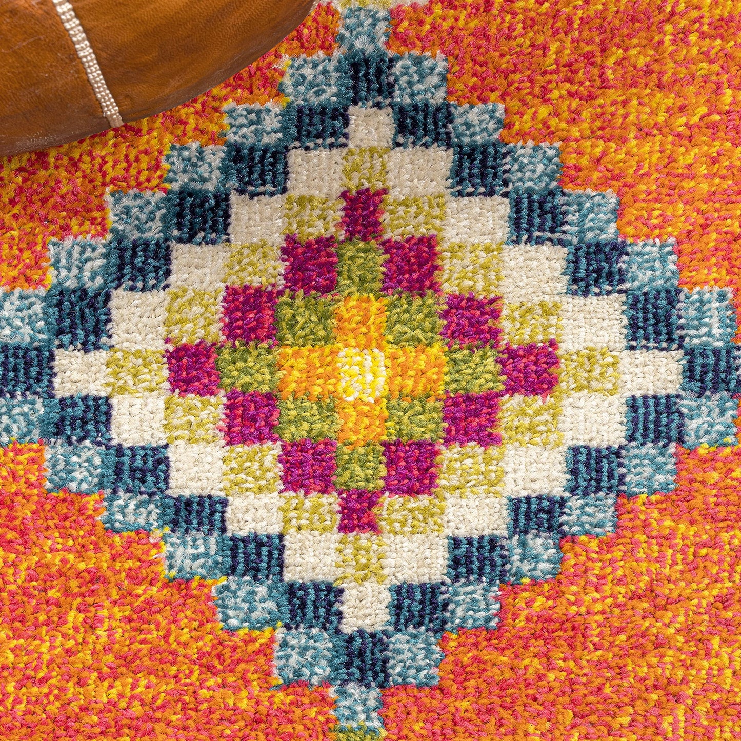 JONATHAN Y Tribal Love Geometric Orange/Multi Indoor Area Rug, 4x6, Bohemian, Casual, Easy-Cleaning for Living Room, Bedroom, Kitchen, Pet Friendly, Non-Shedding (MOH105C-4)