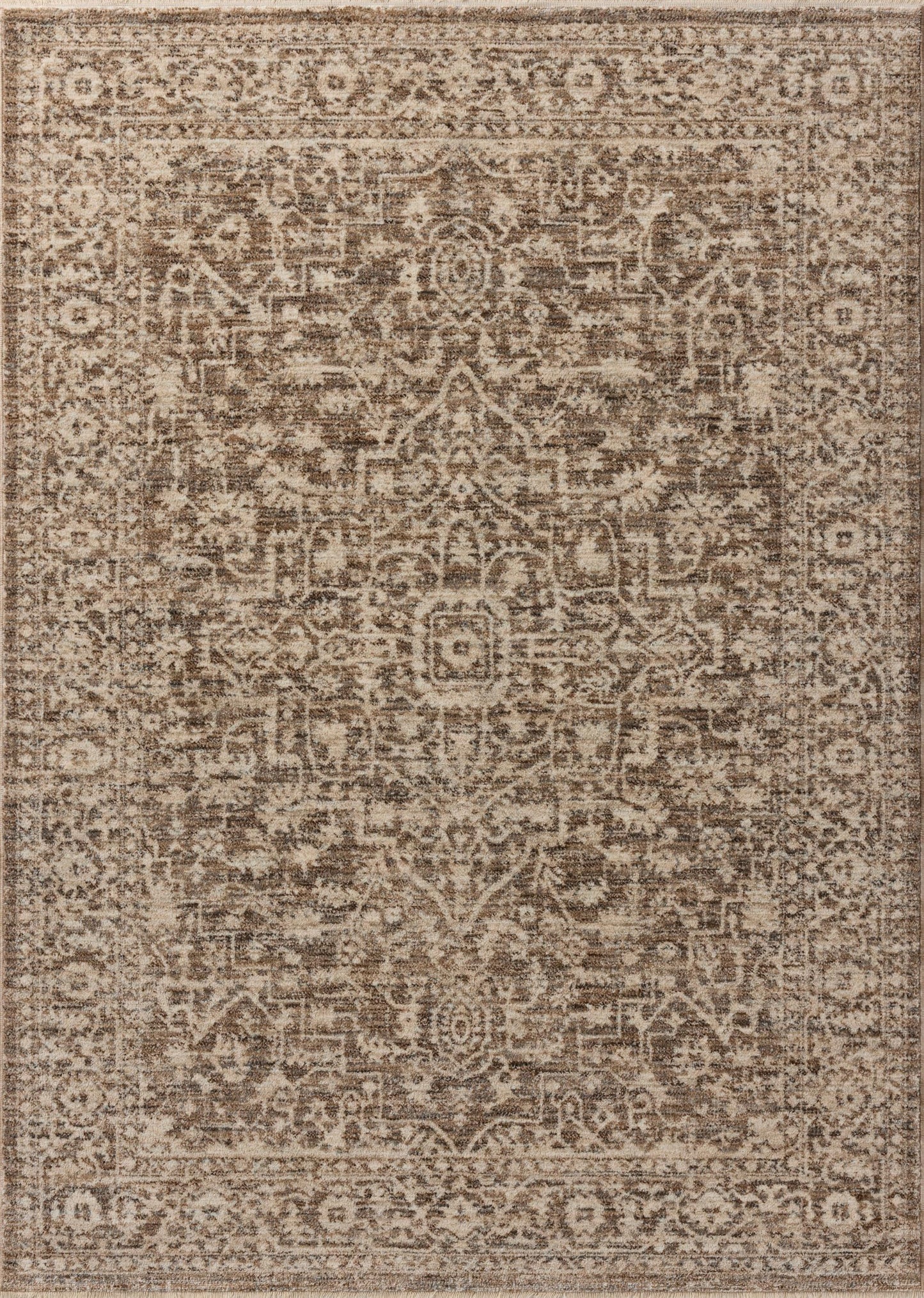 Loloi Newman Collection NEW-02 Dark Taupe/Natural 5'-3" x 7'-6" .37" Pile Height, Area Rug, Soft, Durable, Non-Shedding, Easy Clean, Rug for Living Room