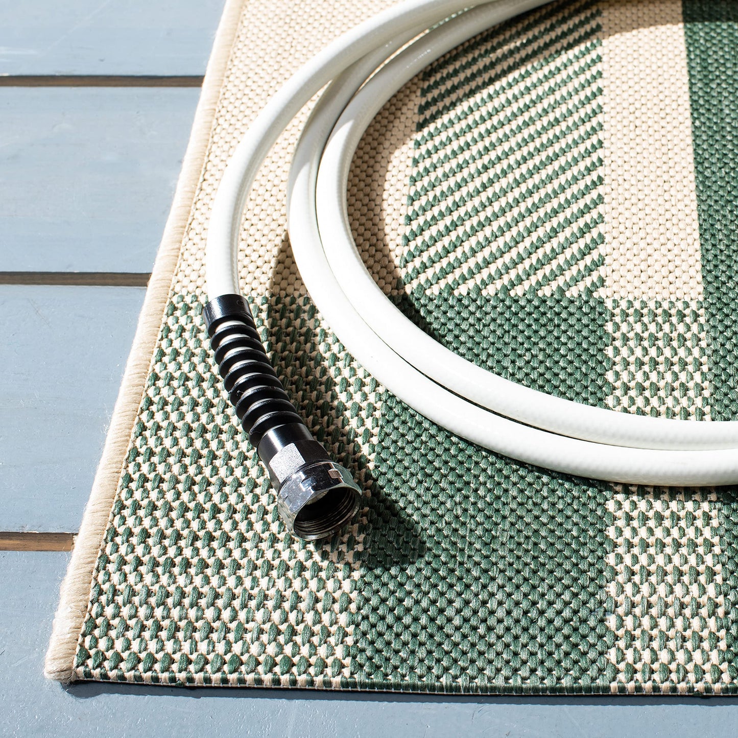 SAFAVIEH Courtyard Collection 2' x 3'7" Green/Beige CY6201 Modern Farmhouse Plaid Indoor/ Outside Waterproof Easy cleansingPatio Backyard Mudroom Accent Mat