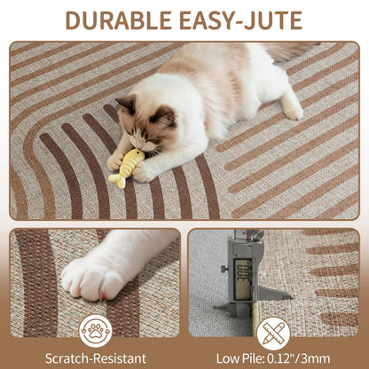 CASTLYE Easy Jute 8x10 Brown Outdoor Patio Rug Machine Washable Boho Carpet
