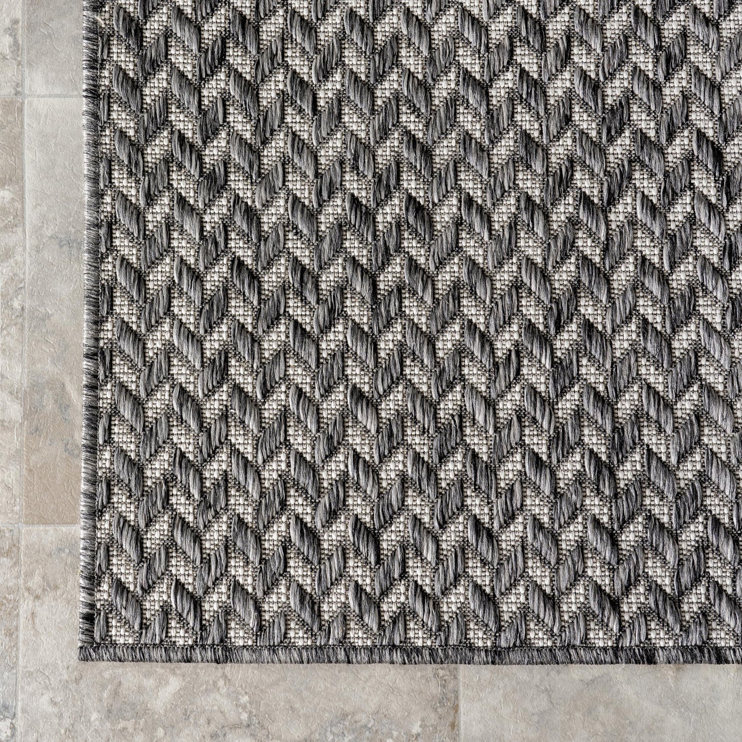 Nuloom Outdoor Performance Camryn Grey/Ivory, 8' x 10', Herringbone, Soft, High Traffic, Stain Resistant, Easy Clean, Durable Area Rug for Indoor/Outdoor Patio, Deck, Porch, Garden, Courtyard