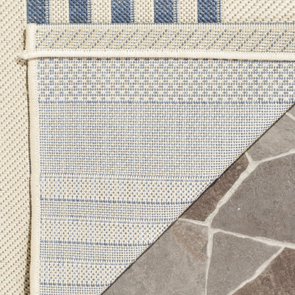 SAFAVIEH Washable Rug Outdoor Courtyard Collection - 9' x 12', Beige & Blue, Non-Shedding & Easy Cleaning, Ideal for Patio, Backyard, Mudroom (CY6062-233)