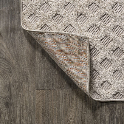 JONATHAN Y Mini-Diamond Trellis Indoor Outdoor Area Rug 8X10 Beige, Rabat High-Low Pile for Backyard, Patio, Porch, Easy-Cleaning, High Traffic, Pet-Friendly, Non-Shedding (SBH101A-8)