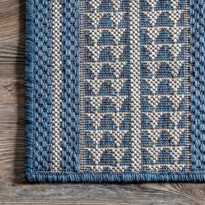 Nuloom Ranya Blue/Ivory, 4' x 6', Tribal Geometric, Soft and Cozy, High Traffic, Stain Resistant, Easy Clean, Durable Area Rug for Indoor/Outdoor Patio, Deck, Porch, Garden, Courtyard