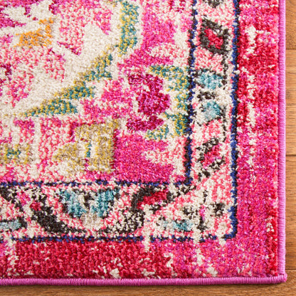 SAFAVIEH Monaco Collection Area Rug - 8' x 10', Pink & Multi, Non-Shedding & Easy to Clean, Distressed Medallion Design, Ideal for Living Room, Bedroom, Dining Space (MNC243D)