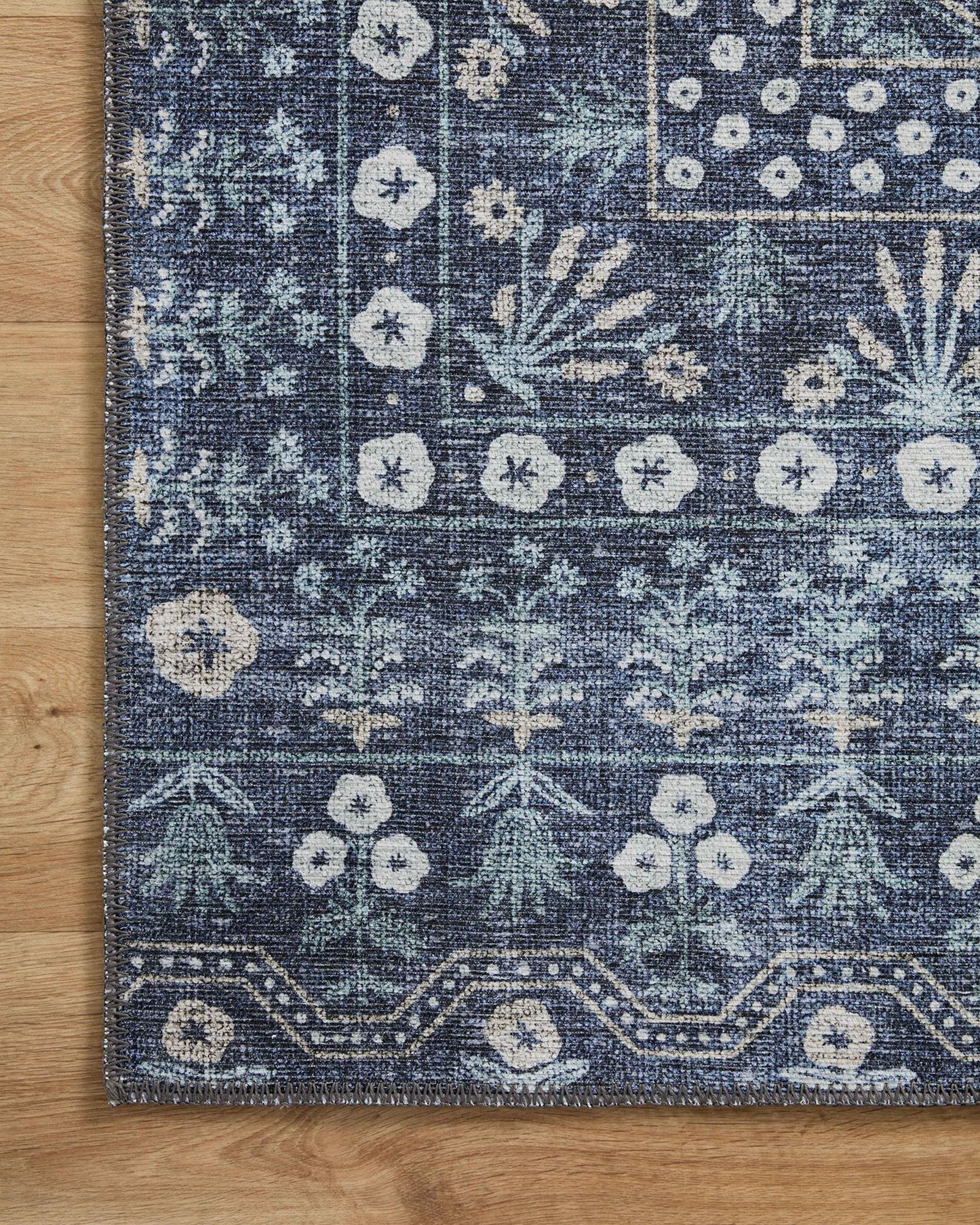 Loloi Rifle Paper Co. Maison Collection MAO-03 Rosette Blue 7'-6" x 9'-6", .19" Pile Height, Area Rug