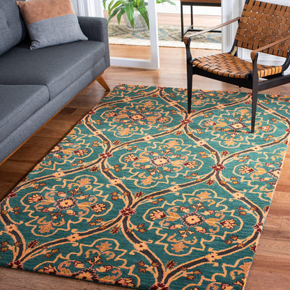 SAFAVIEH Heritage Collection 4' x 6' Green/Orange HG475Y Handmade Traditional Oriental Premium Wool Entryway Living Room Foyer Bedroom Accent Rug