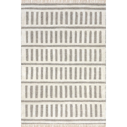 Rugs USA Merrick Tasseled Cotton and Wool Area Rug, 7'6" x 9'6", Black