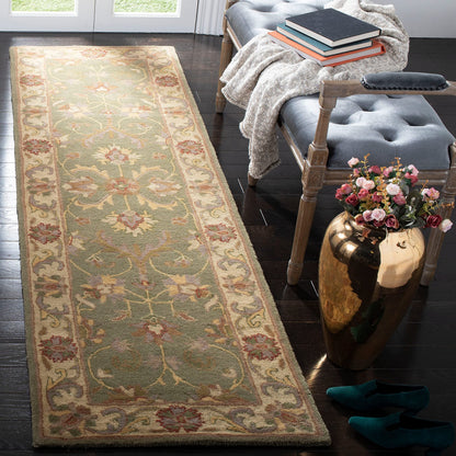 SAFAVIEH Heritage Collection Accent Rug - 2'3" x 4', Green & Gold, Handmade Traditional Oriental Wool, Ideal for High Traffic Areas in Entryway, Living Room, Bedroom (HG811A)