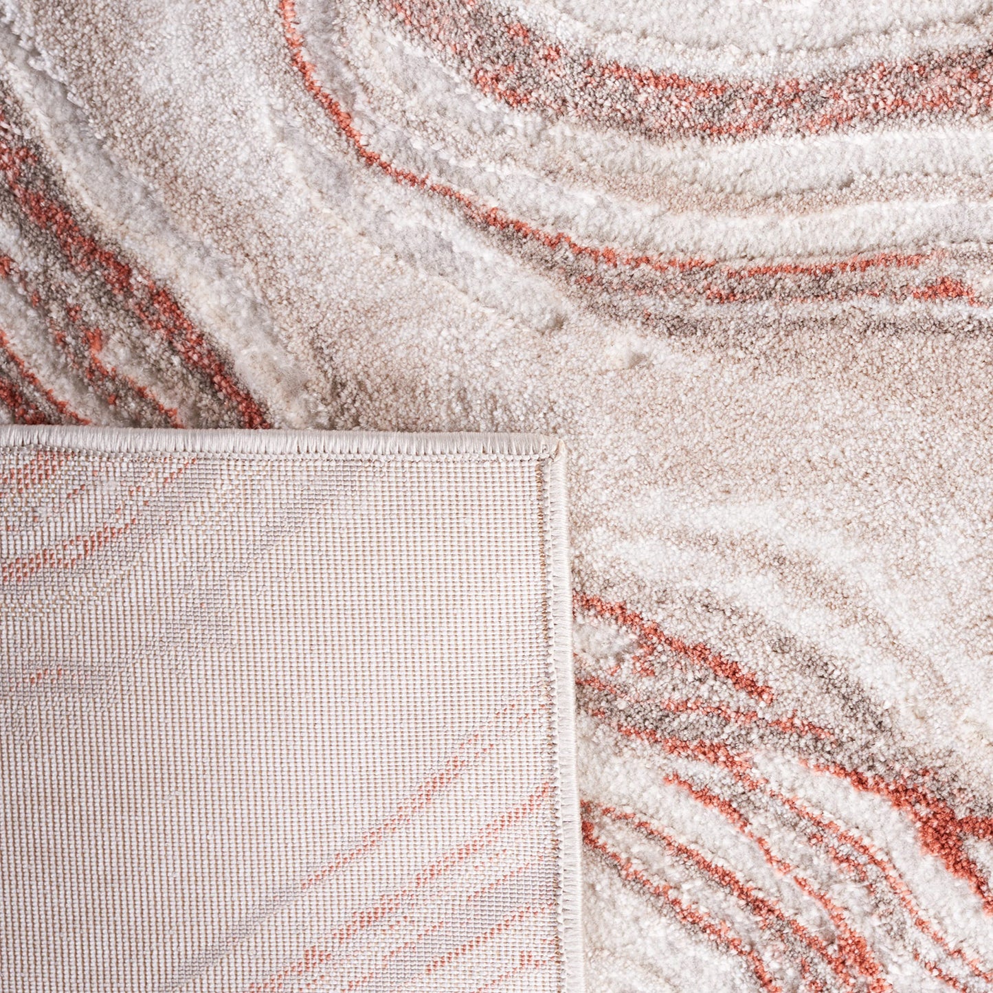 SAFAVIEH Meadow Collection Area Rug - 5'3" x 7'6", Rust & Ivory, Modern Abstract Design, Non-Shedding & Easy Care, Ideal for High Traffic Areas in Living Room, Bedroom (MDW564P)