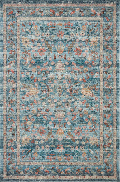 Loloi Rifle Paper Co. Courtyard Collection COU-03 Blue/Multi 7'-6" x 9'-6" Area Rug feat. CloudPile