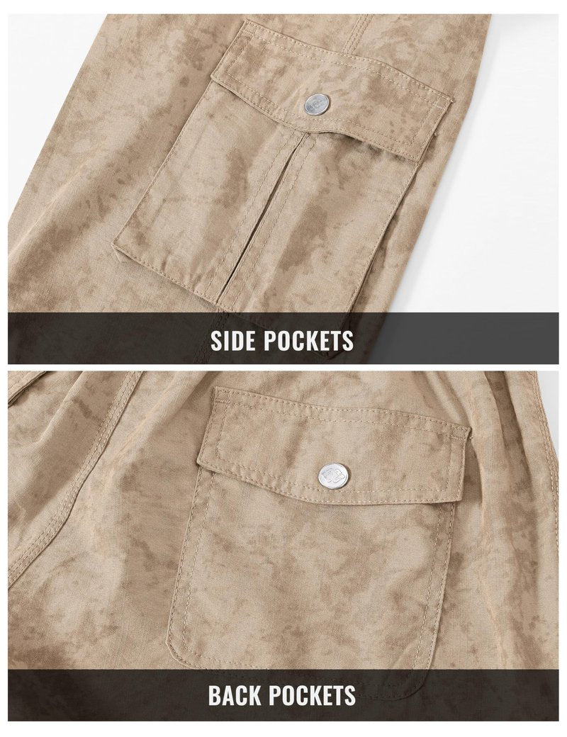 MoFiz Womens Cargo Capris Lightweight Hiking Pants Quick Dry Casual Outdoor Loose Shorts Dirty Khaki S