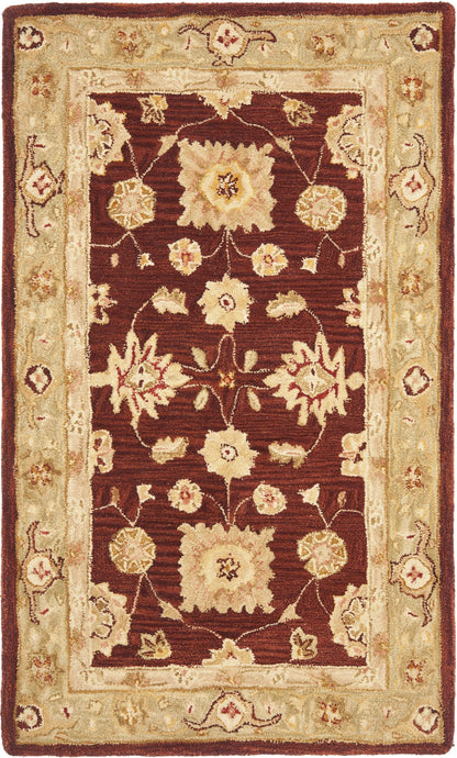 SAFAVIEH Anatolia Collection Accent Rug - 3' x 5', Red & Sage, Handmade Traditional Oriental Wool, Ideal for High Traffic Areas in Entryway, Living Room, Bedroom (AN556F)