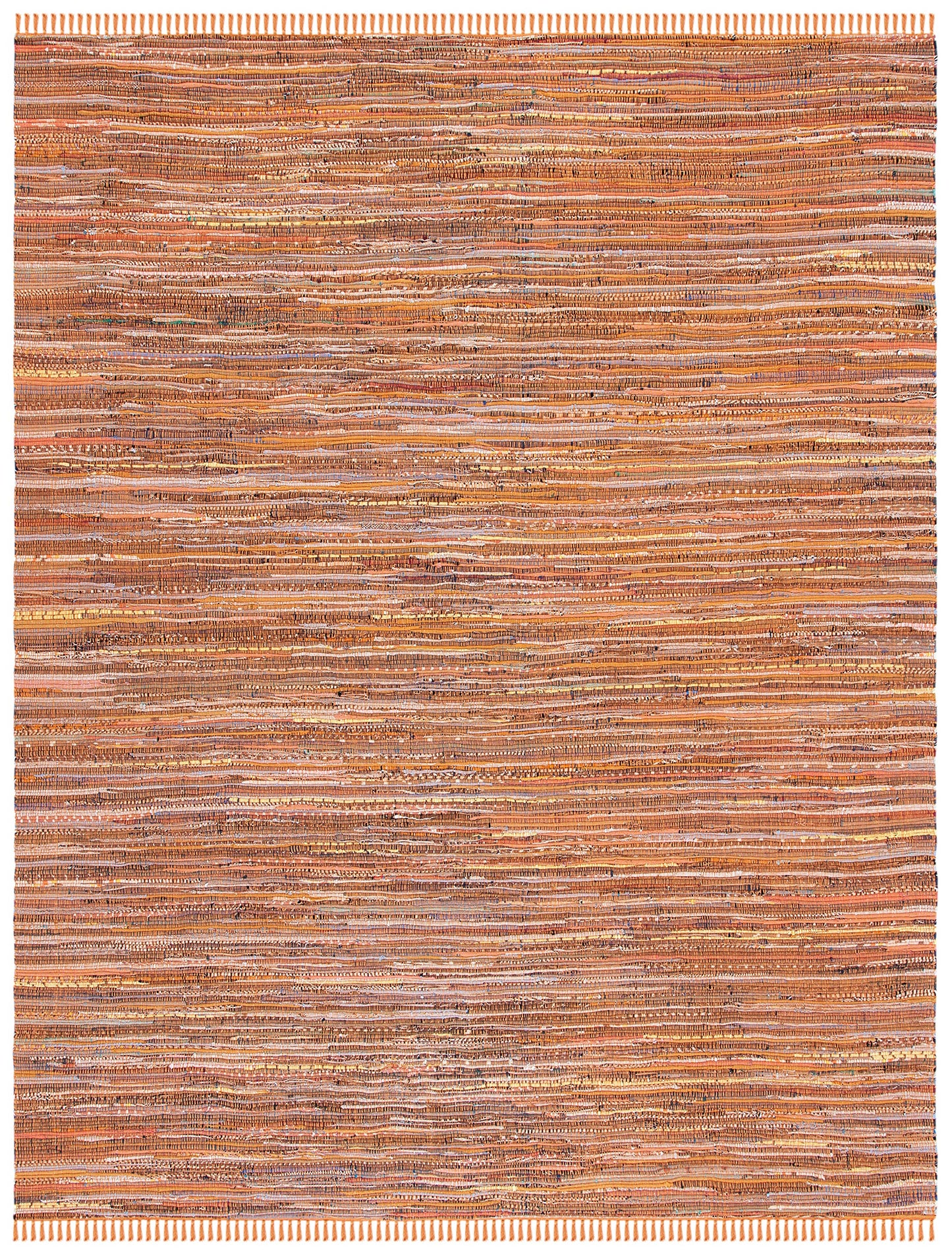 SAFAVIEH Rag Rug Collection Area Rug - 6' x 9', Gold & Multi, Handmade Boho Stripe Cotton, Ideal for High Traffic Areas in Living Room, Bedroom (RAR127N)