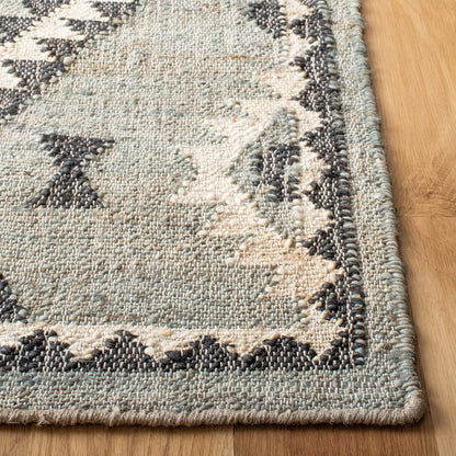 SAFAVIEH Kilim Collection Runner Rug - 2'3" x 9', Blue & Black, Handmade Flat Weave Jute, Ideal for High Traffic Areas in Living Room, Bedroom (KLM761M)