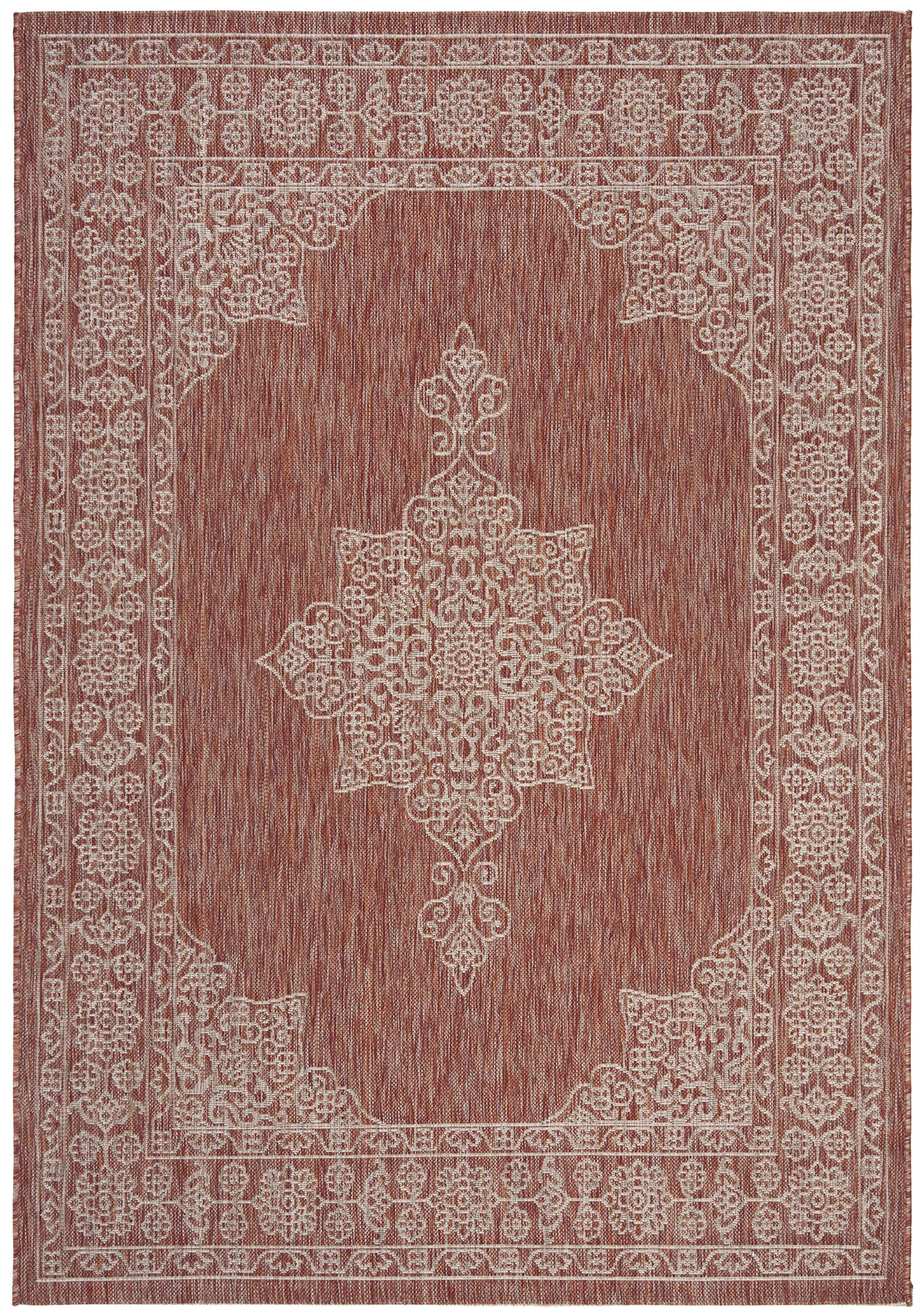 SAFAVIEH Courtyard Collection 5'3" x 7'7" Rust / Ivory CY8232 Indoor/ Outdoor Waterproof Easy Cleaning Patio Backyard Mudroom Area Rug