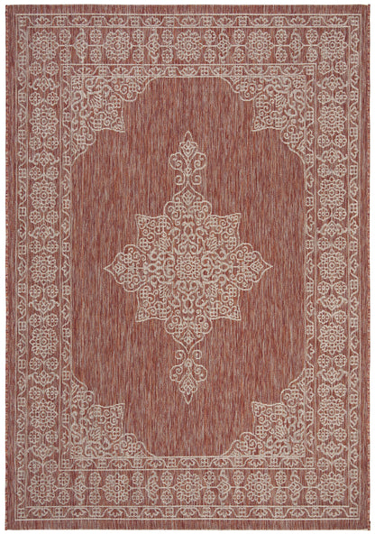 SAFAVIEH Courtyard Collection 5'3" x 7'7" Rust / Ivory CY8232 Indoor/ Outdoor Waterproof Easy Cleaning Patio Backyard Mudroom Area Rug