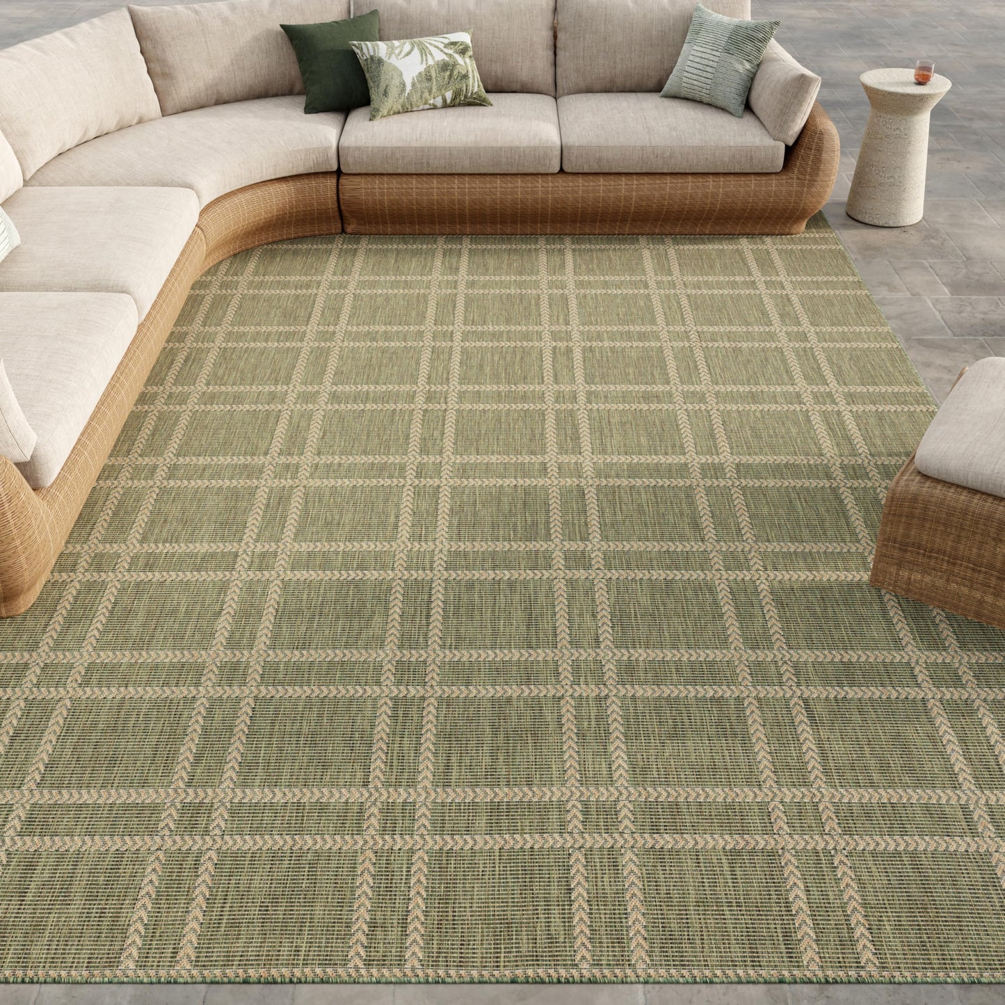 Nourison Home Horizon Indoor/Outdoor Green 9' x 12' Area Rug - Easy Clean, Non Shedding, Bed Room, Living Room, Dining Room, Kitchen (9' x 12')