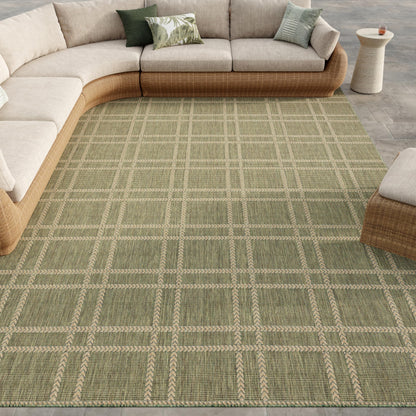 Nourison Home Horizon Indoor/Outdoor Green 9' x 12' Area Rug - Easy Clean, Non Shedding, Bed Room, Living Room, Dining Room, Kitchen (9' x 12')