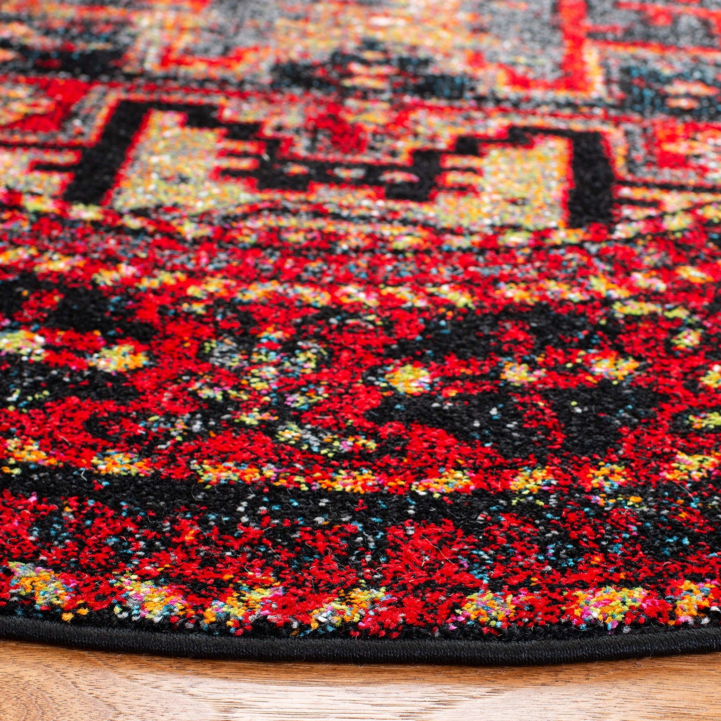 SAFAVIEH Vintage Hamadan Collection 3' Round Red / Multi VTH213A Oriental Traditional Persian Non-Shedding Dining Room Entryway Foyer Living Room Bedroom Area Rug