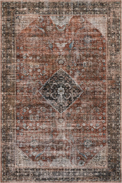 Nuloom Orielle Medallion 5' x 8' Machine Washable Area Rug for Living Room Bedroom Dining Room, Rust