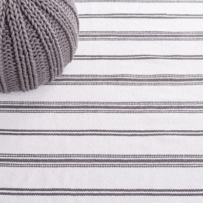 SAFAVIEH Montauk Collection Accent Rug - 3' x 5', Dark Grey & Ivory, Flat Weave Boho Stripe Cotton Design, Easy Care, Ideal for High Traffic Areas in Entryway, Living Room, Bedroom (MTK708H)